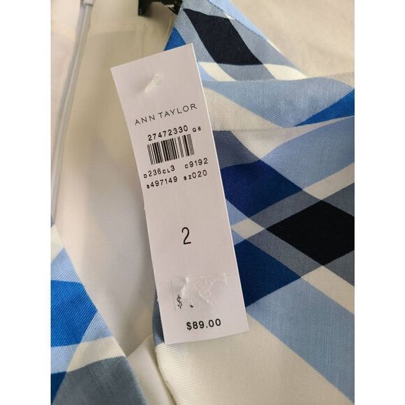 Ann Taylor Pencil Skirt Women's Size‎ 2 Multicolor Plaid Zipper Linen Blend - Picture 4 of 6